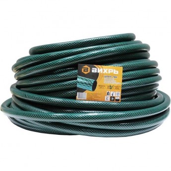 Шланг поливочный ВИХРЬ ПВХ, трёхслойный армированный 3/4", 25 м (зелёный)